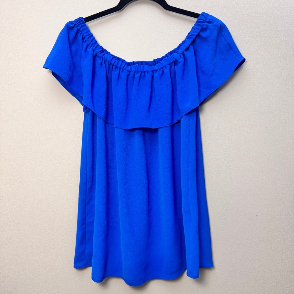 Rose & Olive Royal Blue Off-Shoulder Blouse